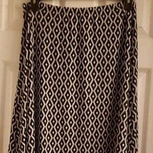 Black White Geometric Waterfall High-Low Asymmetrical A-Line Skirt XL Aqua Blues